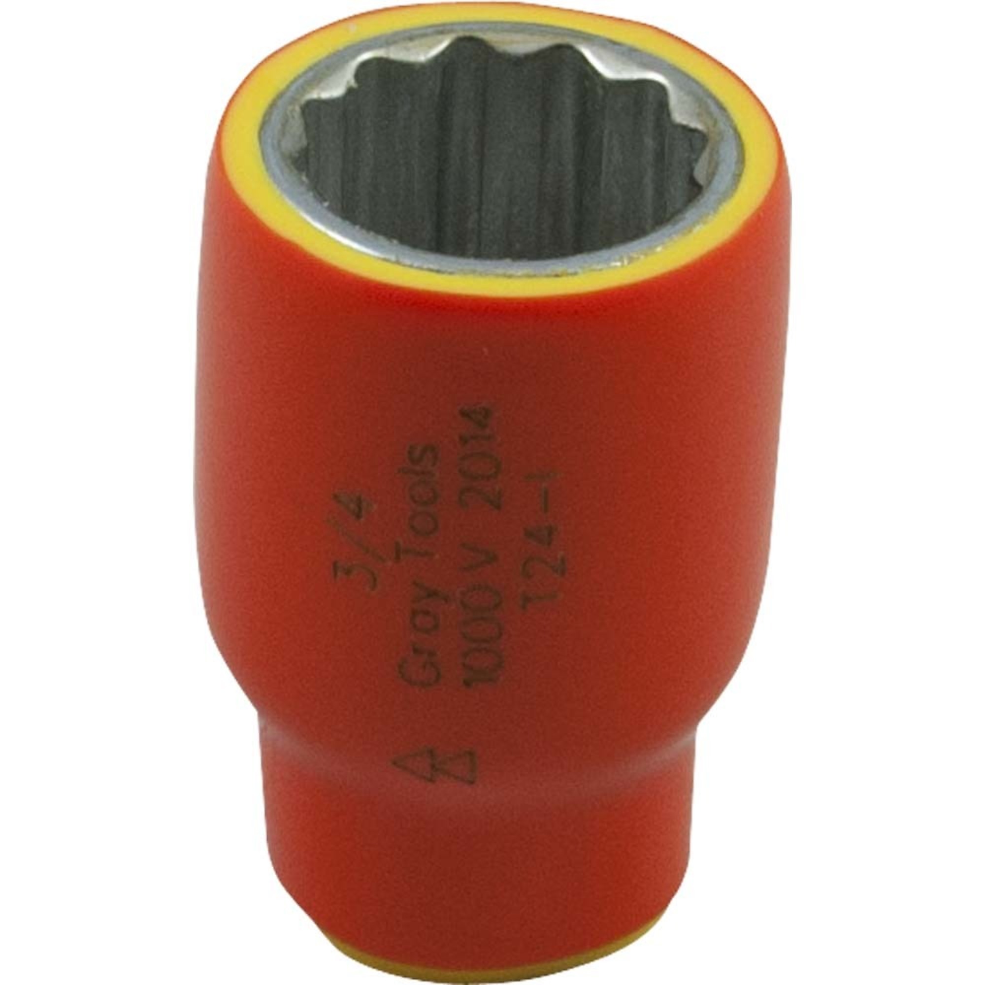 Gray Tools, 3/8in. X 3/8in. Drive Socket 1000V Insulated, Socket Size 3/8 in, Drive Size 3/8 in, Model# T12-I
